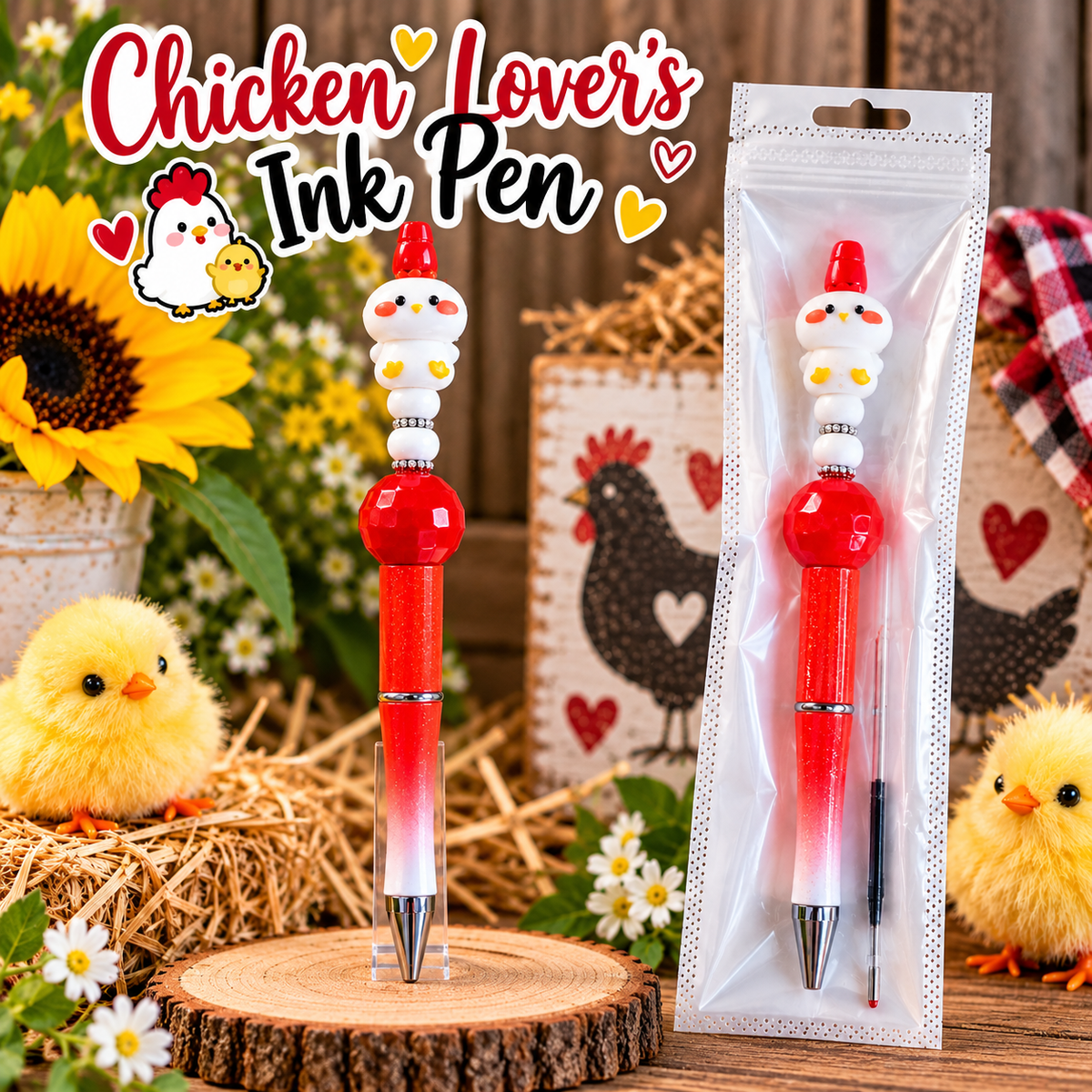 Chicken Lover’s Handcrafted Black Ink Pen