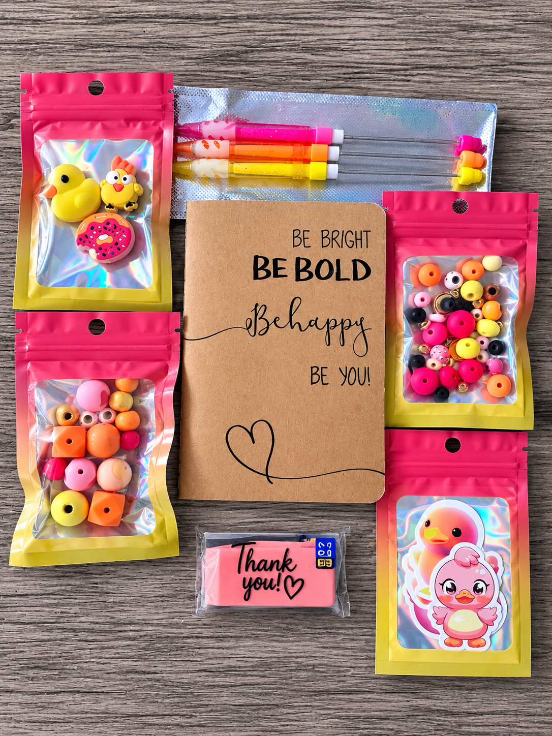 DIY Beadable Mechanical Pencil Kit - Simply Adorbs Chick, Duck, Donut - 3 Pack